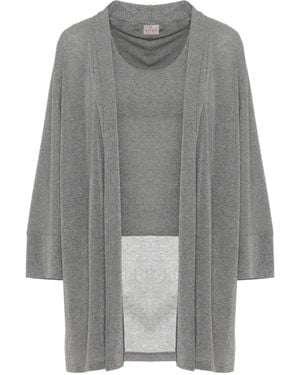 Emme Lurex-Detail Cardigan Two-Piece Set - Grey