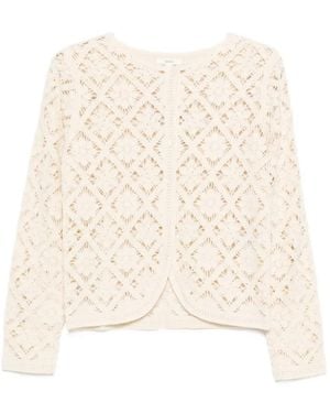 Yerse Openwork Knit Cardigan - Natural