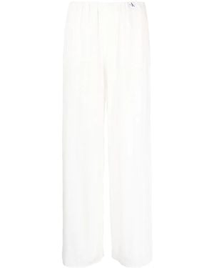 Calvin Klein Plissé-Effect Wide-Leg Trousers - White