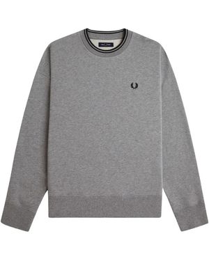 Fred Perry Oversized Tipped Sweatshirt - Grau