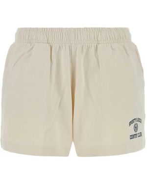 Sporty & Rich Short En Coton À Imprimé Varsity Crest - Natural