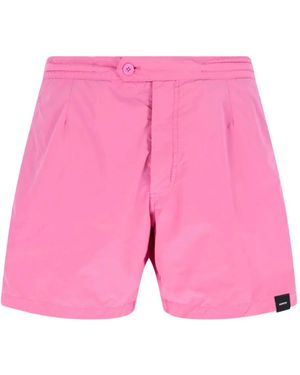 Aspesi Short De Bain À Ceinture Élastiquée - Rose