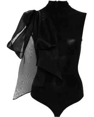 Atu Body Couture Draped-Detail Bodysuit - Black