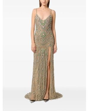 Philipp Plein Crystal-Embellished Tulle Maxi Dress - Natural