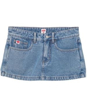 AAPE BY A BATHING AP Logo-Patched Denim Shorts - Blue