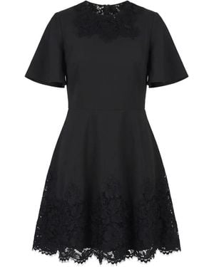 Valentino Garavani Lace-Trimmed Flared Dress - Black