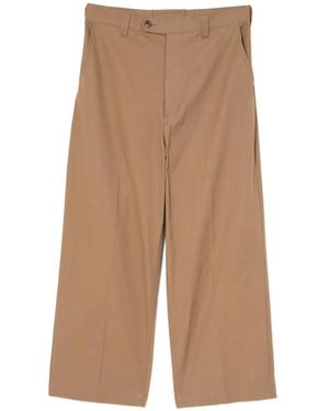 Comme des Garçons Cotton Wide Straight Leg Trousers - Natural