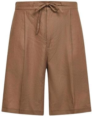 Hevò Pleated Drawstring Shorts - Brown