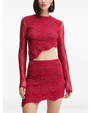 Charo Ruiz T-Shirt Asymétrique À Manches Longues - Rouge