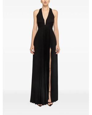 Nissa Pleated Satin Maxi Dress - Black