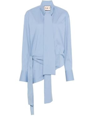 Plan C Camisa Con Lazo En El Cuello - Azul