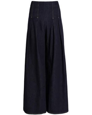 Alice + Olivia Henry Pleated Wide-Leg Jeans - Blue