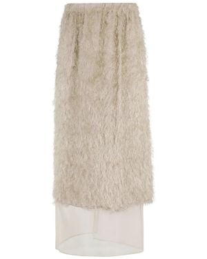 Alysi Fringed Maxi Skirt - White