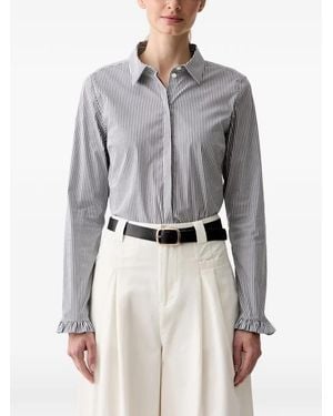 Mos Mosh Mmmattie Flip Striped Ruffle-Cuff Shirt - Grey