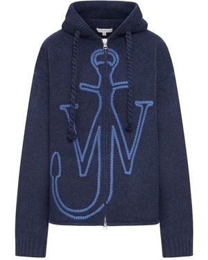 JW Anderson ジップアップ ウールパーカー - ブルー