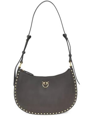Pinko Mini Half Moon Stud-Embellished Shoulder Bag - Brown