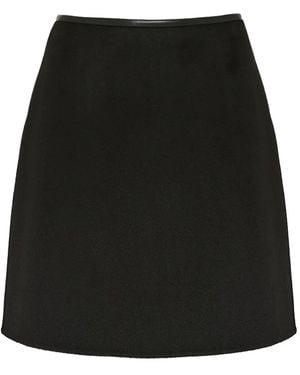 Yves Salomon Falda Con Ribete De Cuero - Negro