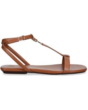 ARMANI EXCHANGE Logo-Plaque T-Bar Sandals - Brown