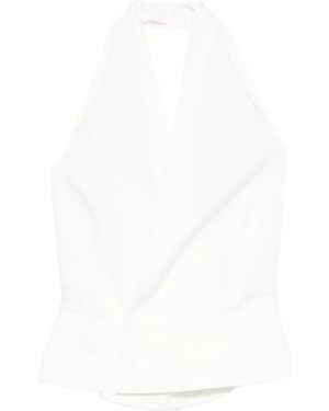 St. Agni Halter Tie-Back Top - White