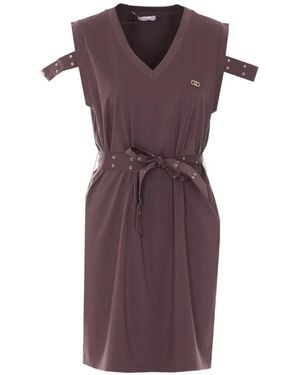Liu Jo V-Neck Belt Dress - Purple