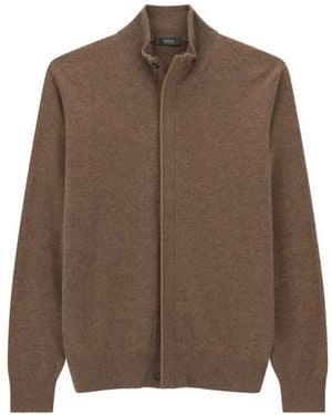 BOGGI Roll Neck Sweater Full-Zip Wool Cashmere Mélange - Brown