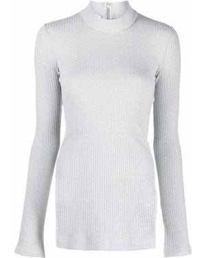 Helmut Lang Ribbed-Knit Long-Sleeve Top - White