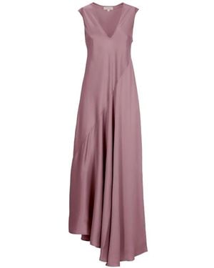 Antonelli Natasha Asymmetric-Hem V-Neck Dress - Purple
