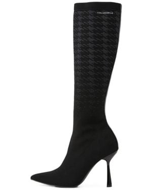 KARL LAGERFELD Pandara Gradient High-Leg Knit Boots - Black