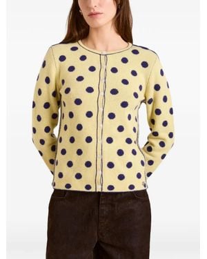 Damson Madder Polka-Dot Reversible Cardigan - Natural