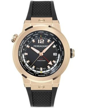 Ferragamo F-80 Gmt Worldtime 43Mm - Black