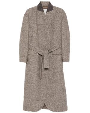Brunello Cucinelli ベルテッド ツイードコート - グレー