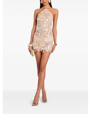 retroféte Shell-Embellished Halter Dress - White
