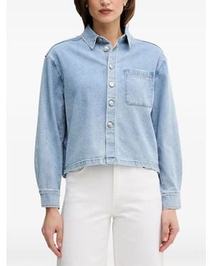 Ouí Logo-Embroidered Denim Shirt - Blue