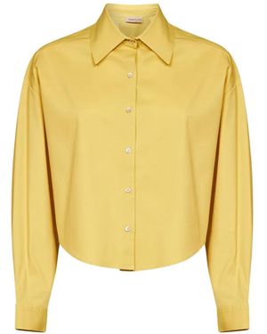 Blanca Vita Chemise Crop À Ourlet Incurvé - Yellow