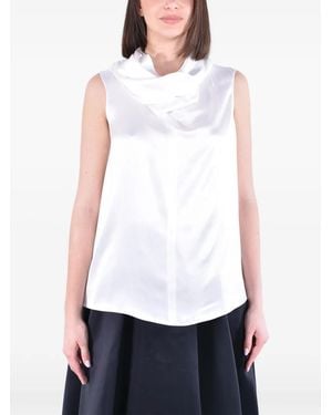 Max Mara Draped Silk Top - White