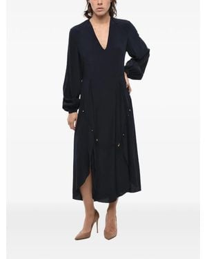 Stella McCartney Maxikleid Aus Seidenkrepp Mit Langen Ärmeln - Blau