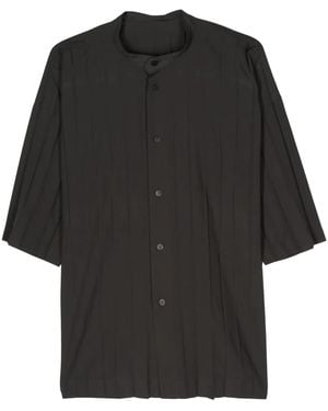 Homme Plissé Issey Miyake Edge Pressed-Crease Shirt - Black