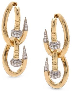 David Webb Double Bent Nail Diamond Earrings - Metallic