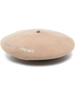 Emporio Armani エンブロイダリー ウールベレー帽 - ナチュラル