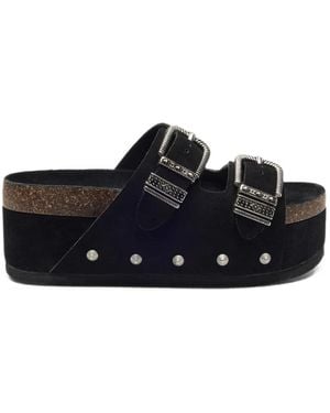 Ash Mystic Studded Platform Sandals - Black