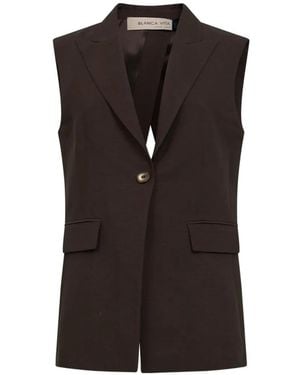 Blanca Vita Peak-Lapel Sleeveless Jacket - Black