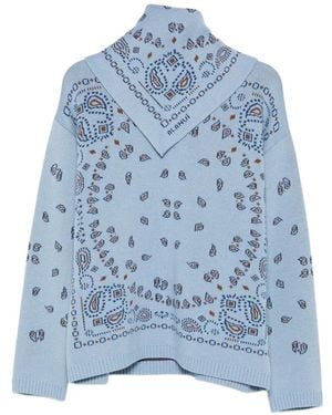 Alanui Bandana-Jacquard Sweater - Blue