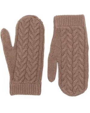 Max Mara Cable Knit Gloves - Brown