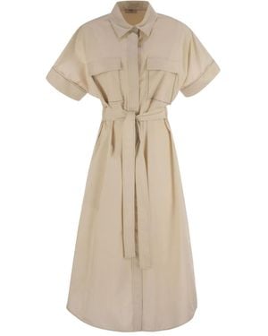 Peserico Patch-Pocket Belted Midi Dress - Natural