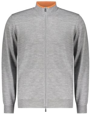 Fedeli Zip High-Neck Cardigan - Grey