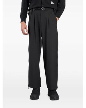 and wander Pleated Belted Straight-Leg Trousers - Black
