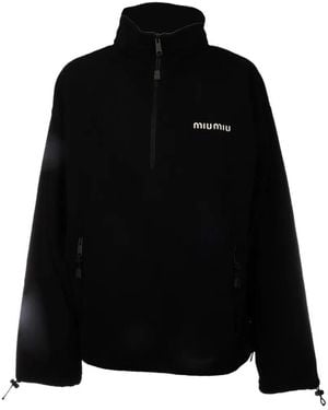 Miu Miu Sudadera Con Capucha Y Logo Bordado - Negro
