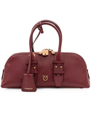 Pinko Buckle-Detail Leather Bowling Bag - Purple