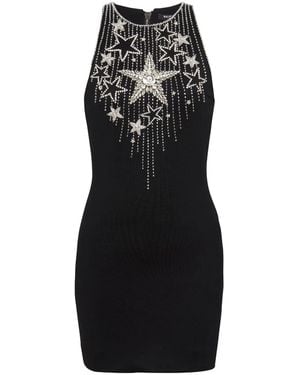 Balmain Falling Stars Short Dress With Embroidery - Black