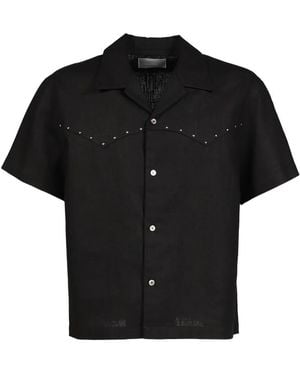 CEDARWOOD Dinner Studded Short-Sleeve Shirt - Black
